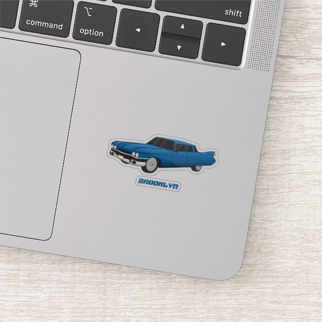 Cool blue 1959 classic car sticker (Detail)