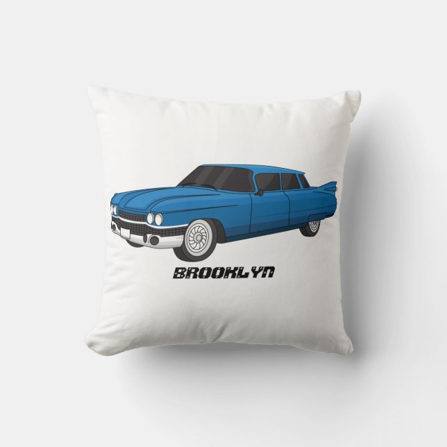 Cool blue 1959 classic car throw pillow (Front)