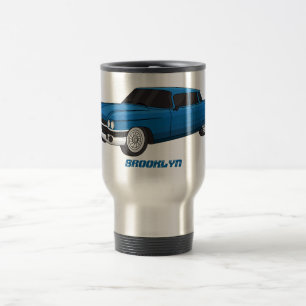 Cool blue 1959 classic car travel mug