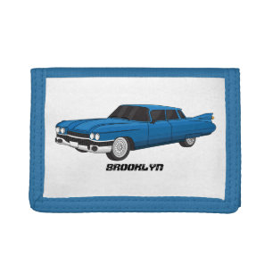 Cool blue 1959 classic car tri-fold wallet