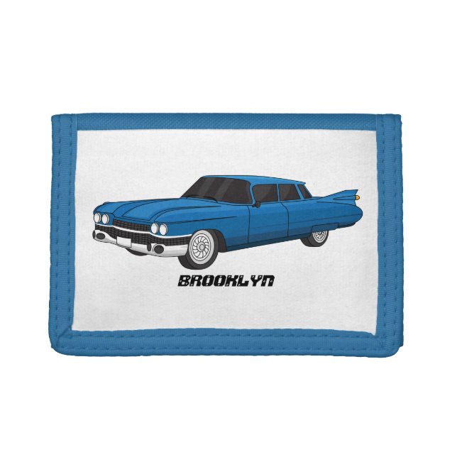Cool blue 1959 classic car  trifold wallet (Front)