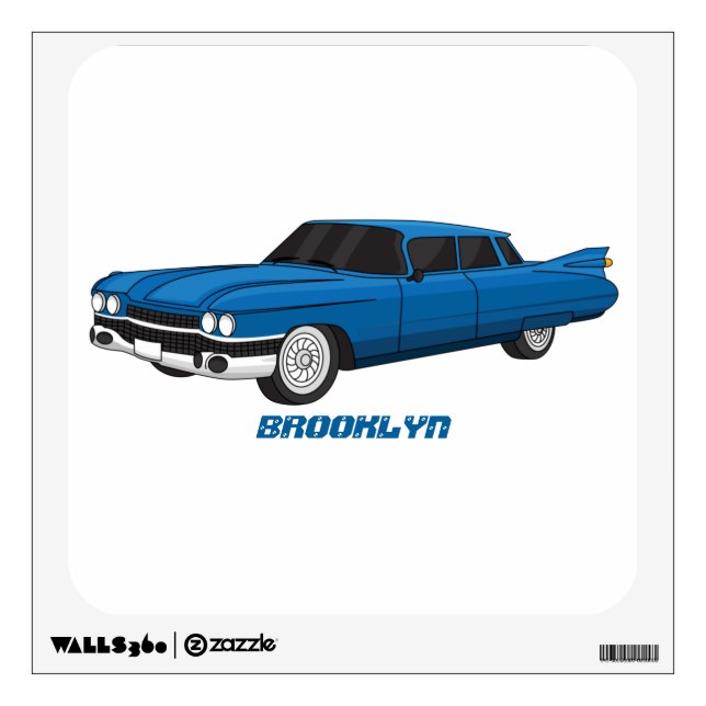 Cool blue 1959 classic car wall decal (Front)