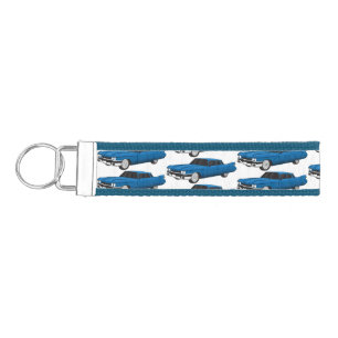 Cool blue 1959 classic car wrist keychain