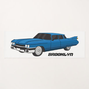 Cool blue 1959 classic car yoga mat