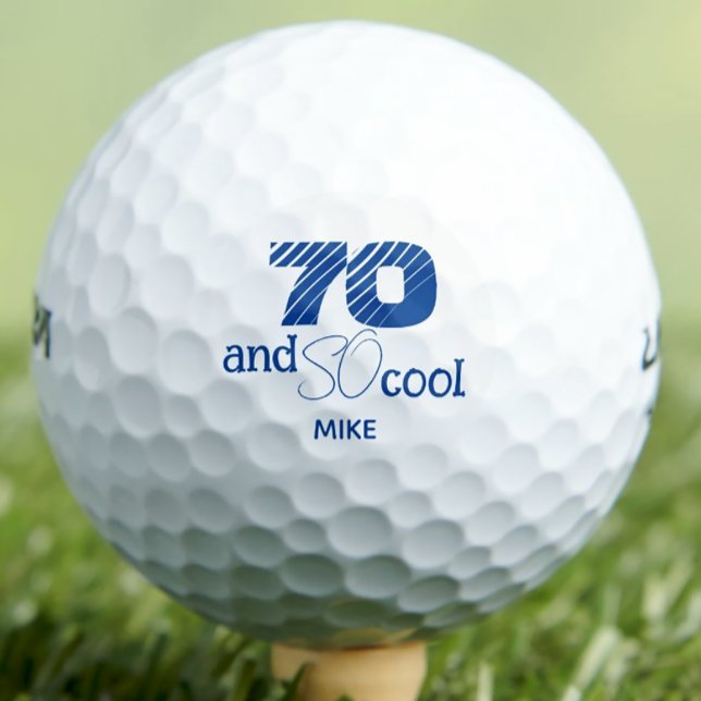 Cool blue 70th birthday party custom golf balls (Creator Uploaded)
