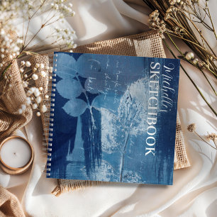 Cool Blue Abstract Botanical Notebook