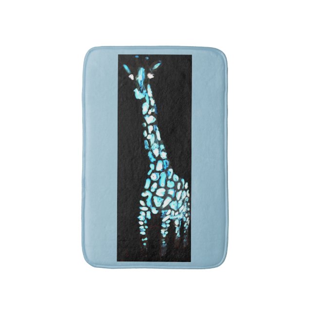 Cool Blue Abstract Giraffe Art Bathroom Mat (Front Vertical)