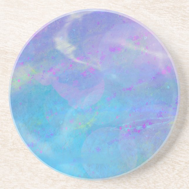 "Cool Blue" Abstract Sandstone Coaster (Front)
