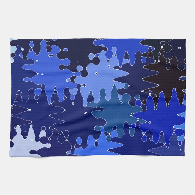 COOL Blue Abstract Shapes Kitchen Towel (Horizontal)