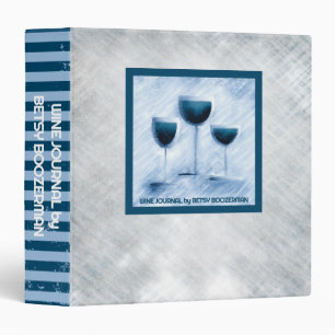 Cool blue abstract wine glass journal food pairing 3 ring binder