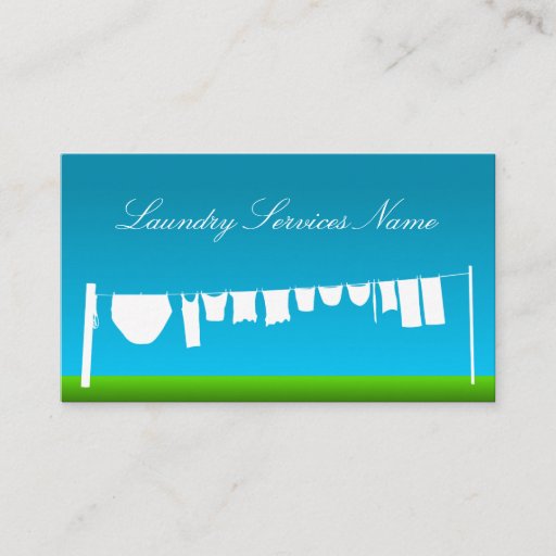 Customizable Cool Blue and Green Laundry Services Business Card