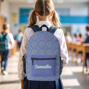 Cool Blue and Green Modern Personalized Printed Backpack