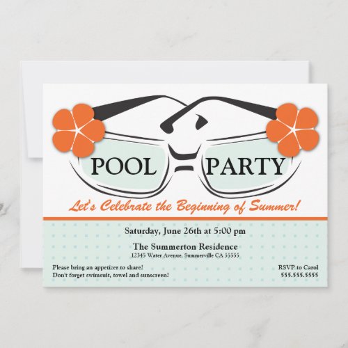 Cool Blue and Orange Summer Sunglasses Invitation