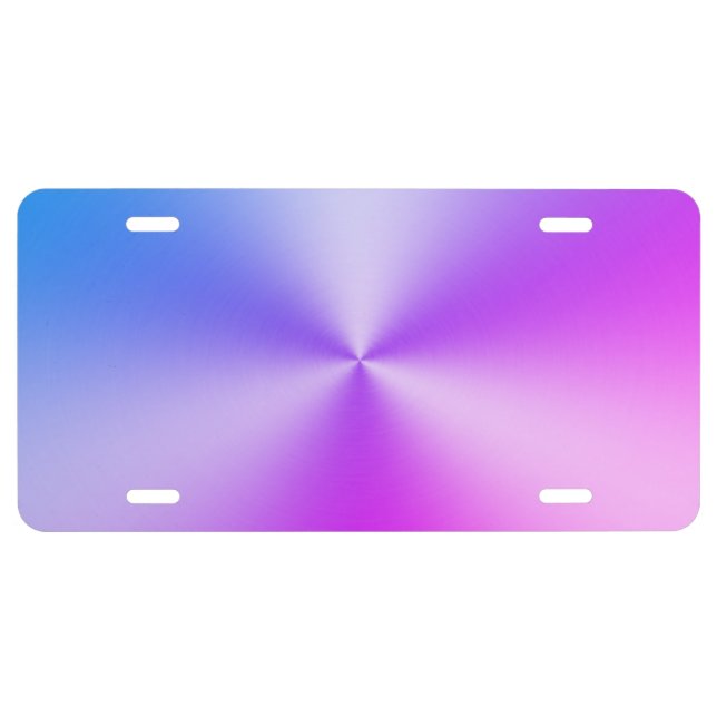 Cool Blue and Purple Gradient Brushed Metal Look License Plate (Front)