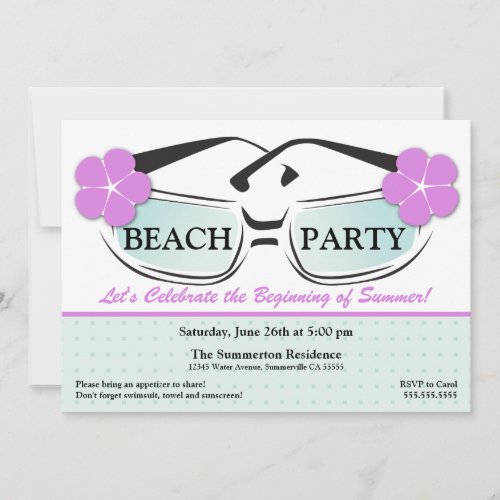 Cool Blue and Purple Summer Sunglasses Invitation
