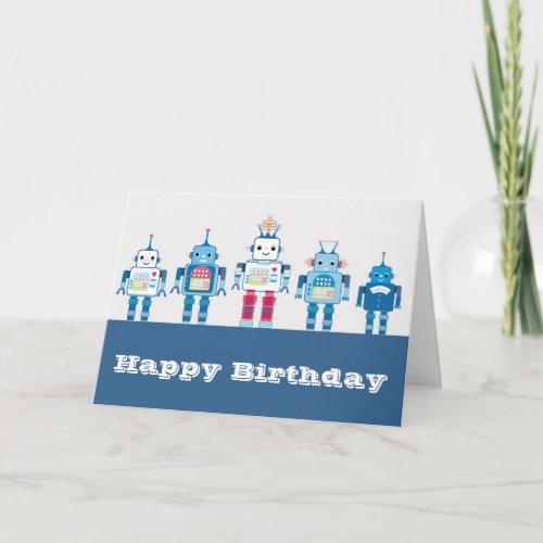 Cool Blue and Red Robots Novelty Gifts Card