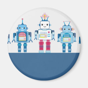 Cool Blue and Red Robots Novelty Gifts Magnet