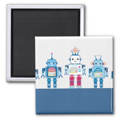 Cool Blue and Red Robots Novelty Gifts Magnet
