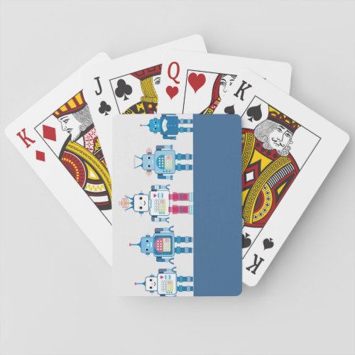 Cool Blue and Red Robots Novelty Gifts Playing Cards