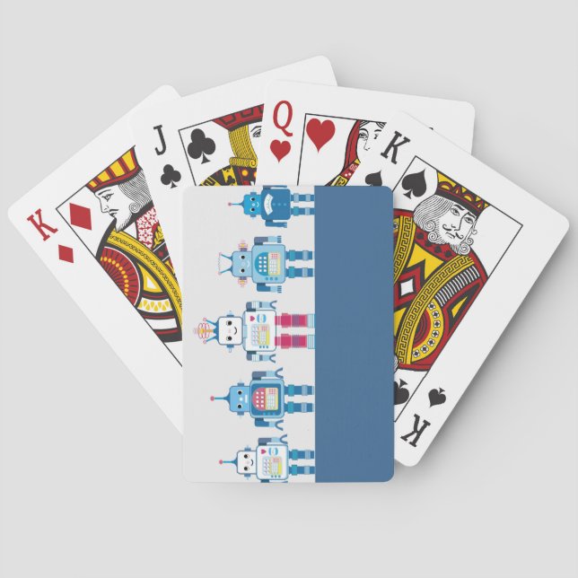 Cool Blue and Red Robots Novelty Gifts Poker Cards (Back)