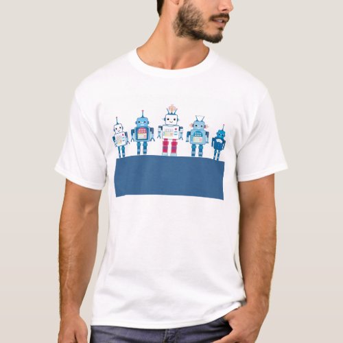 Cool Blue and Red Robots Novelty Gifts T_Shirt