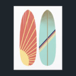 Cool Blue and Red Surfboard Illustration Postcard<br><div class="desc">Vintage style surfboard illustration postcard.</div>