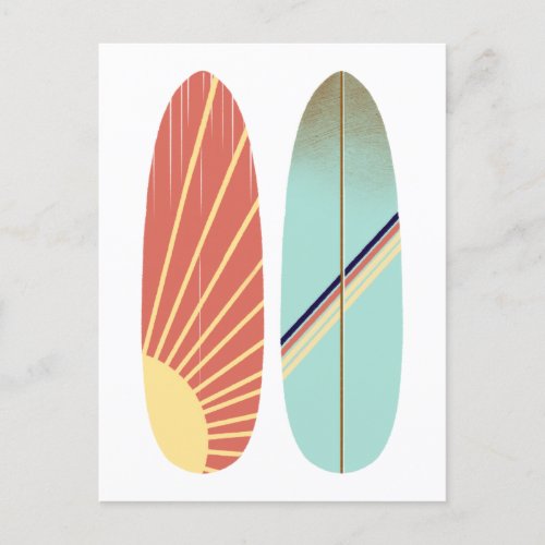 Cool Blue and Red Surfboard Illustration Postcard