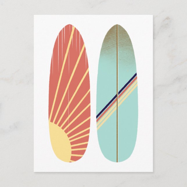 Cool Blue and Red Surfboard Illustration Postcard (Front)