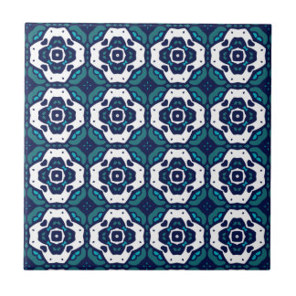 Cool Blue and White Mosaic Pattern Ceramic Tile