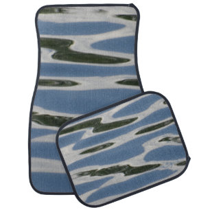 Cool Blue And White Pattern Set of Car Mats
