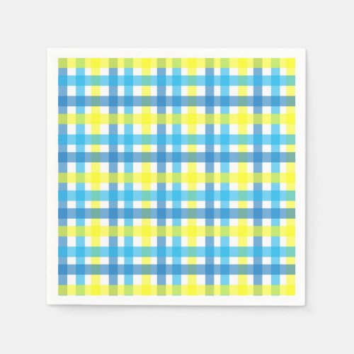 Cool blue and yellow stripes party paper napkins