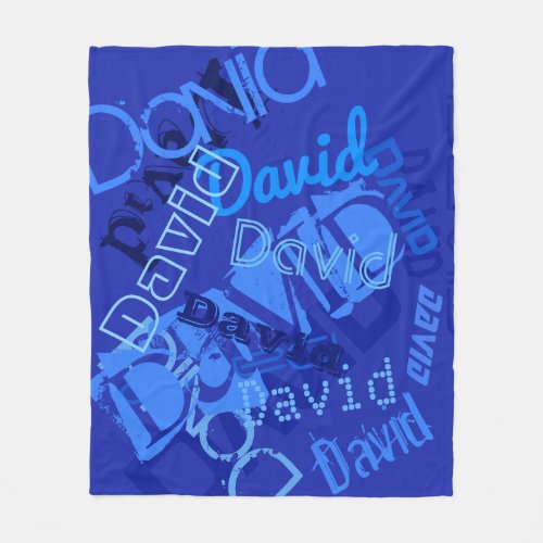 Cool Blue Any Name Collage Fleece Blanket