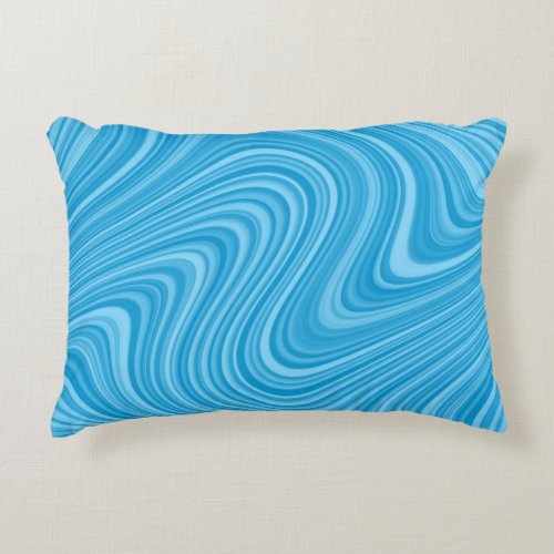 Cool BlueAquaTurquoise Curvy Lined Abstract Accent Pillow
