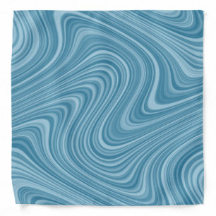 Cool Blue/Aqua/Turquoise Curvy Lined Abstract Bandana