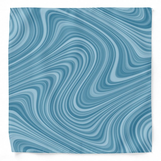 Cool Blue/Aqua/Turquoise Curvy Lined Abstract Bandana (Front)