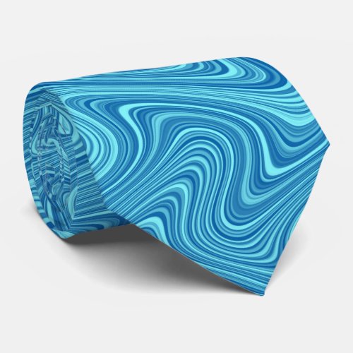 Cool BlueAquaTurquoise Curvy Lined Pattern Tie