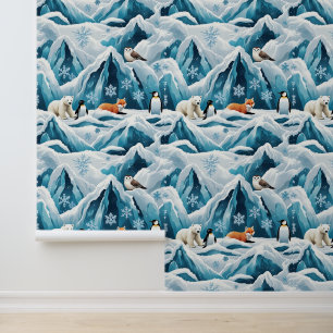 Cool Blue Arctic Scene Self-Adhesive Wallcovering Wallpaper
