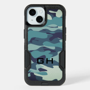 Cool blue army camo durable shockproof Otterbox iPhone 15 Case