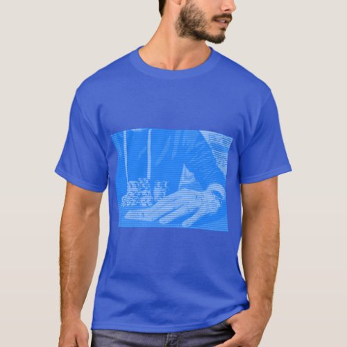 Cool Blue ASCII Art Poker _Design T_Shirt