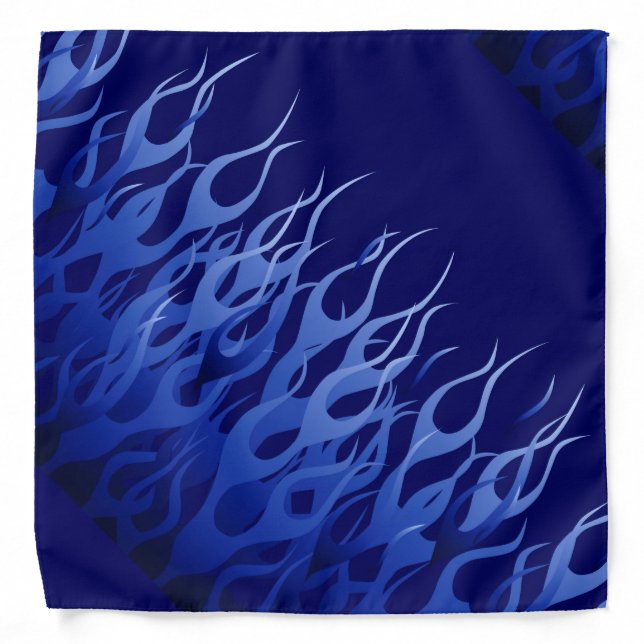 Cool Blue Automotive Racing Flames Bandana (Front)