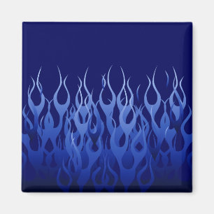 Cool Blue Automotive Racing Flames Magnet
