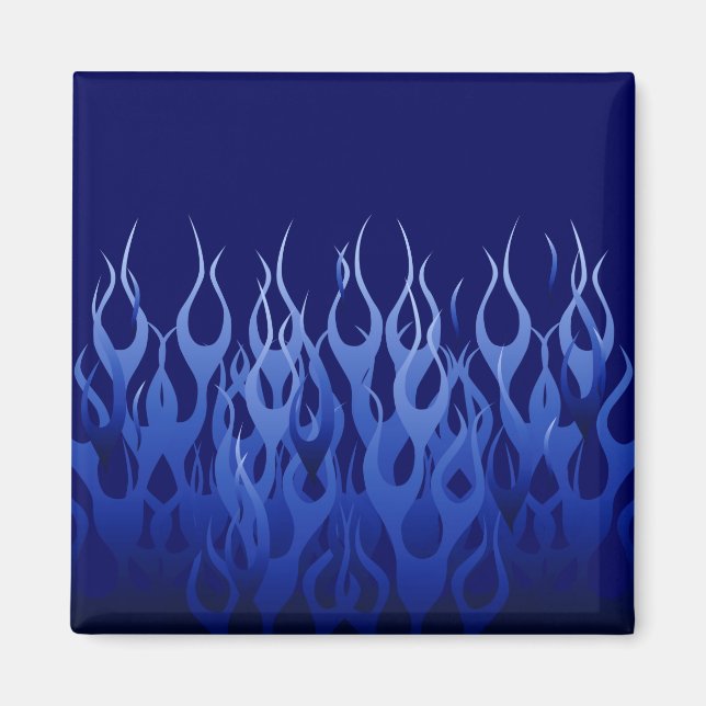 Cool Blue Automotive Racing Flames Magnet (Front)