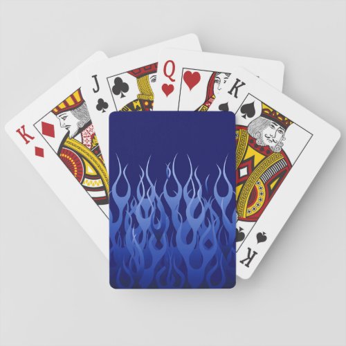 Cool Blue Automotive Racing Flames Poker Cards