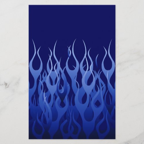 Cool Blue Automotive Racing Flames Stationery