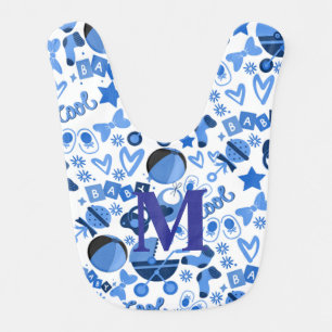 cool blue Baby boy Nursery Pattern personalized Bib