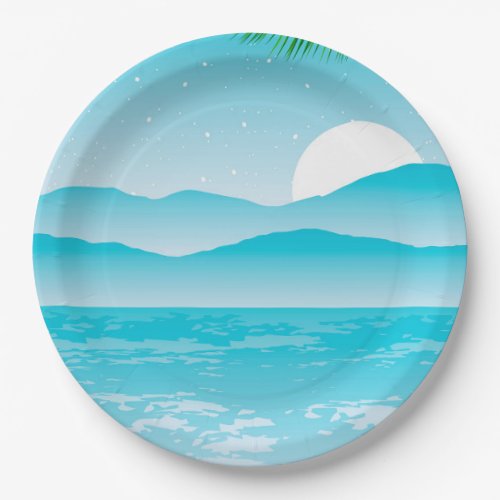 cool blue beach scene party paper plates