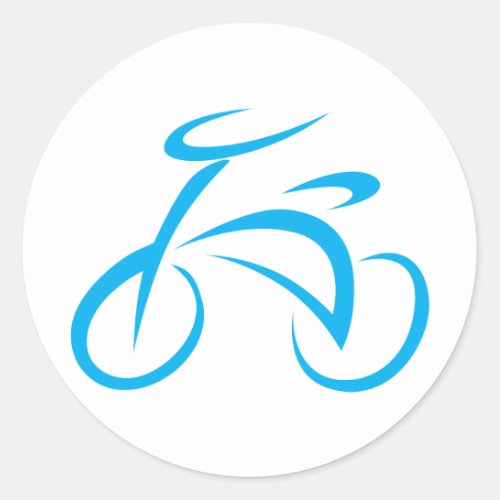 Cool Blue Bicycle Biking Logo Classic Round Sticker