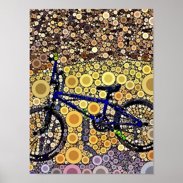 Cool Blue Bike Concentric Circle Mosaic Pattern Poster (Front)