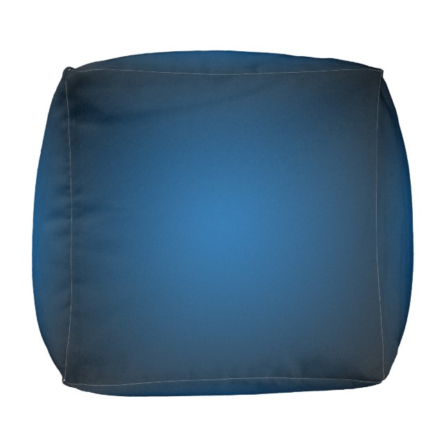 Cool Blue-Black Grainy Vignette Pouf (Top)