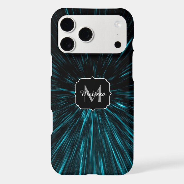 Cool Blue black Hypergalaxy Abstract Line Monogram iPhone Case (Back)